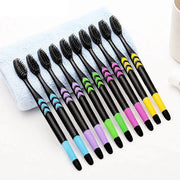 EcoSmile Bamboo Charcoal Toothbrush Set Of 10 Deep Cleaning Soft Bristles Ultra Fine For Thorough Plaque Removal