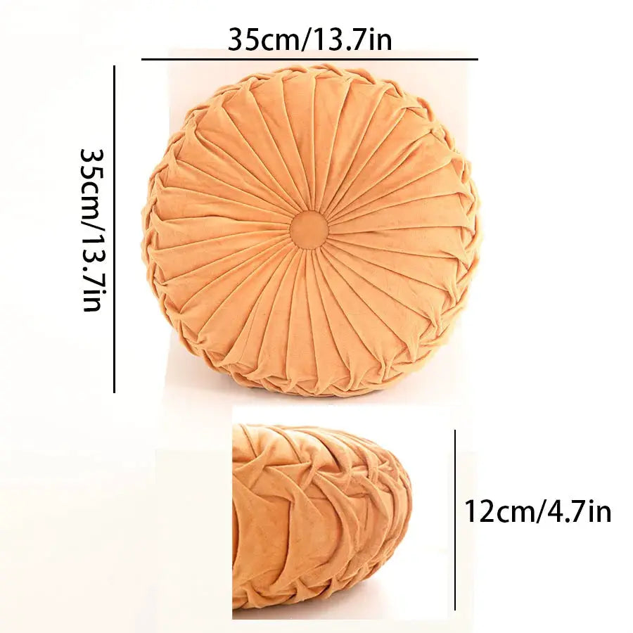 Throw pillow Simples Market orange Dutch velvet round pumpkin lumbar support with hand-sewn pleated 3D design