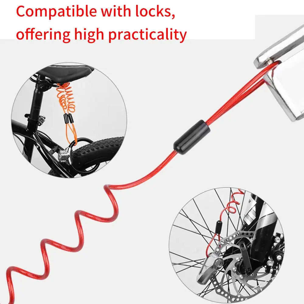 1.2M yellow disc lock reminder cable for motorcycle, Simples Market anti-theft rope