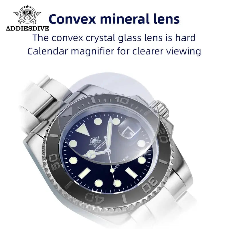 ADDIESDIVE luxury fashion men's quartz watch 200m business stainless steel diving watch sports luminous watch couple watch H3-C