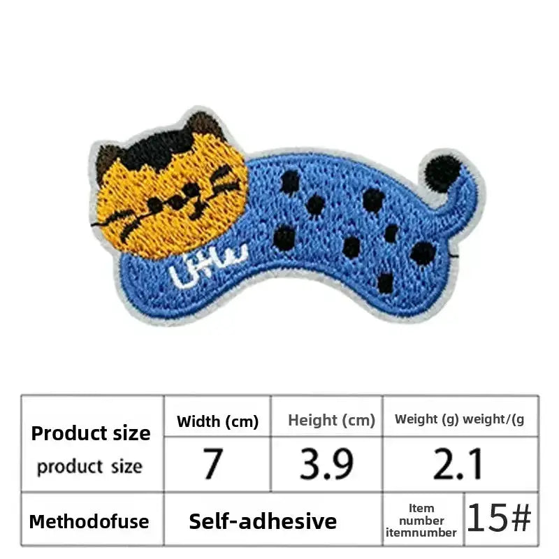 Two Pack Embroidered Black Cat Patches Iron On For Clothing Jeans Jackets Cute Cartoon Design