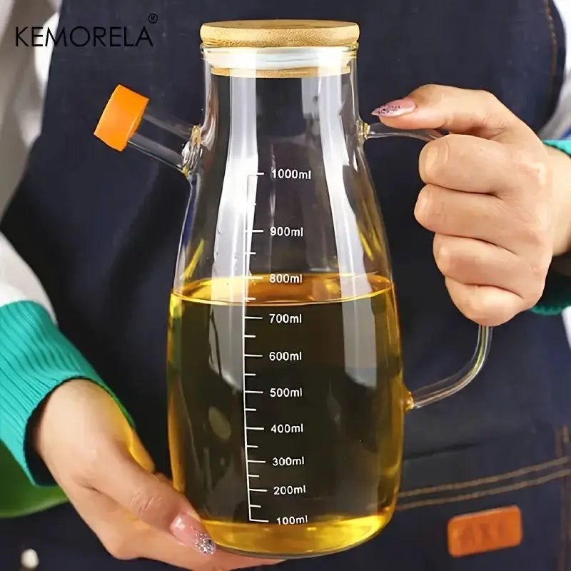 KEMORELA Glass Olive Oil Bottle 1 Pack Leak Proof Container For Kitchen And Outdoor Use