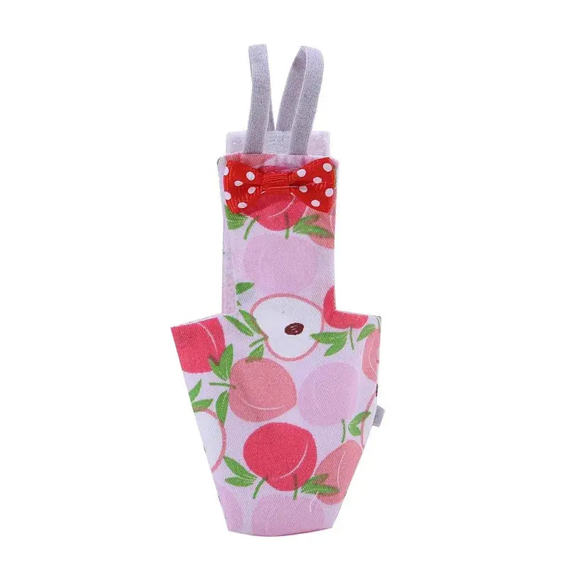 Parrot diaper with bowtie; pink floral fruit pattern, washable bird flight suit