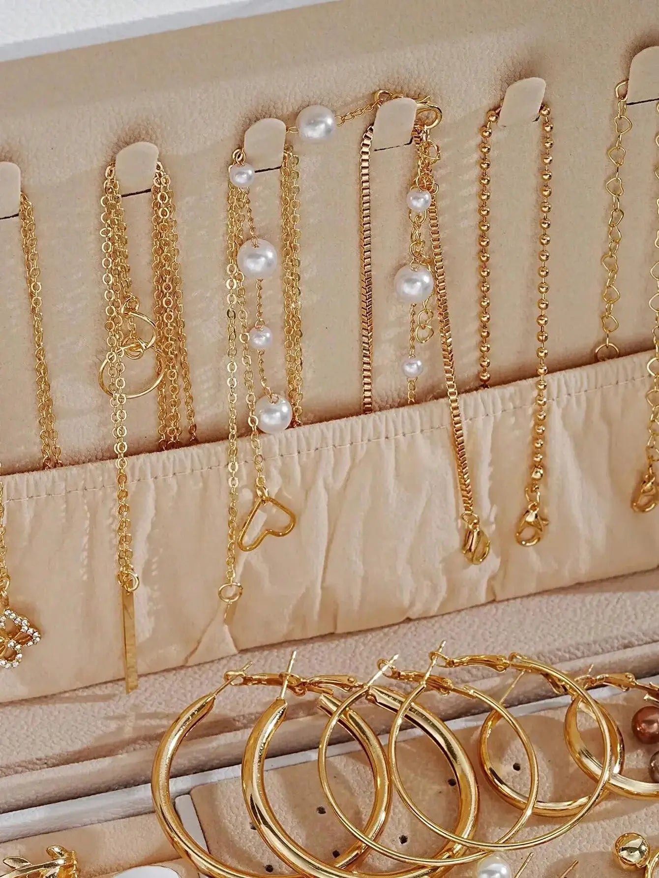 86 Piece Set Elegant Pearl Earrings Multi Layered Necklace Ear Studs Rings 4 In 1 Jewelry Set For Women Daily Wear Gift