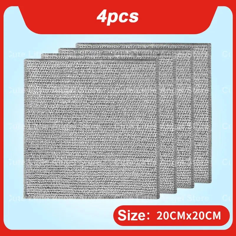 Steel wire cleaning cloths, Simples Market, 4pcs, 20x20 cm metal mesh scrubbers for pans and pots