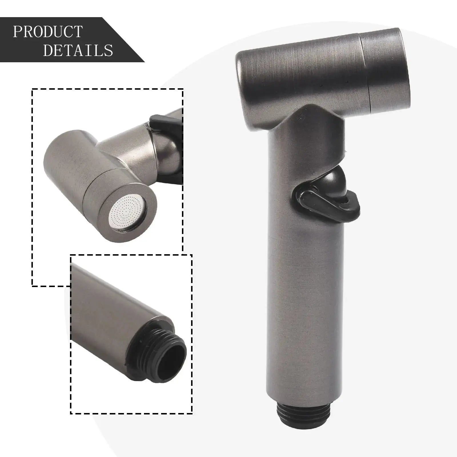 ABS handheld bidet sprayer in gray finish with hose adapters