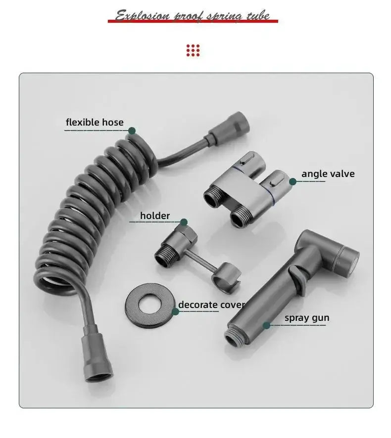 Simples Market toilet bidet sprayer set with flexible hose, spray gun, double-outlet angle valve and holder