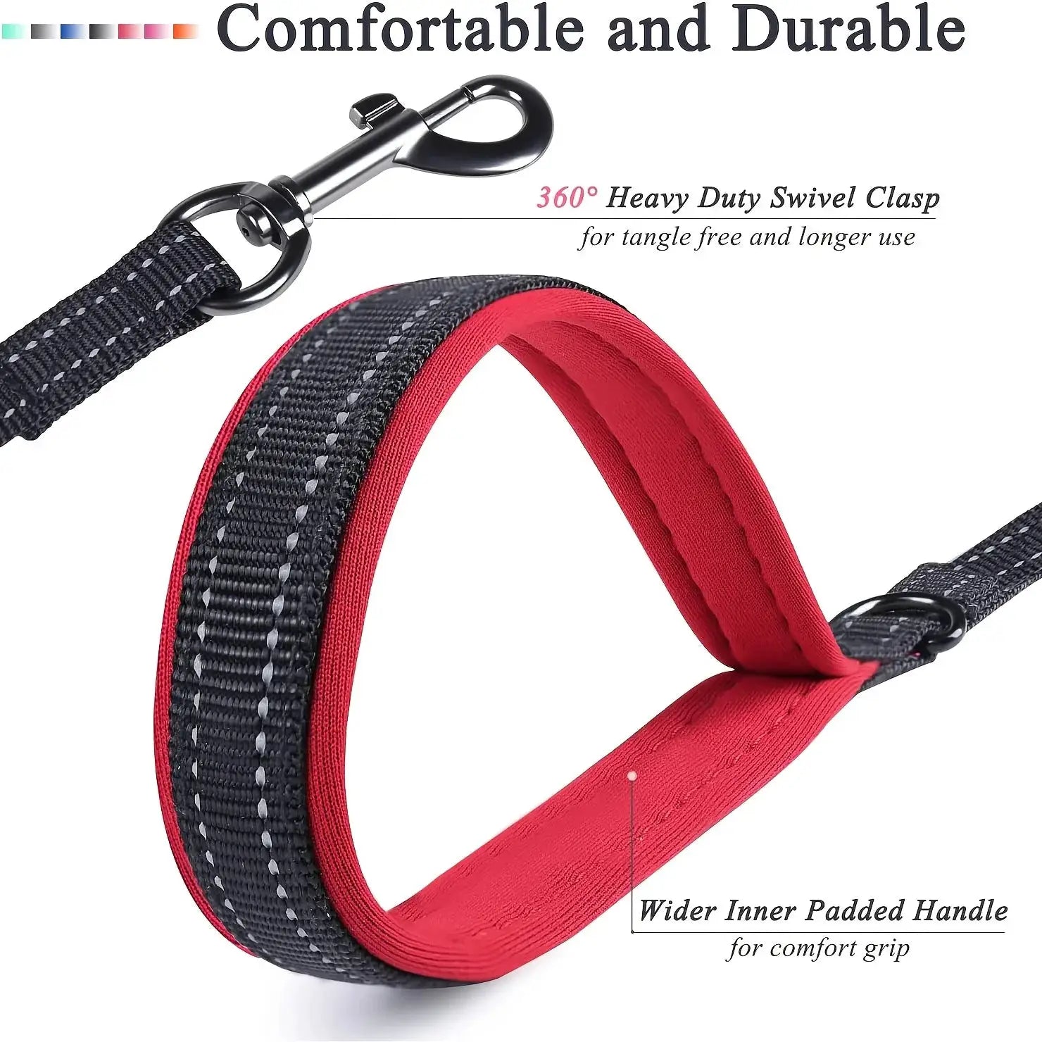 Heavy Duty Double Handle Dog Leash For Outdoor Travel And Training With Enhanced Control And Safety