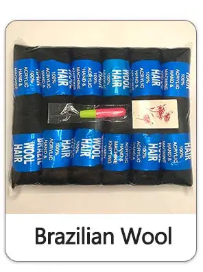 Simples Market Brazilian Wool crochet hair extensions, black pre-stretched curly jumbo braid bundles, Kanekalon, 12-pack.
