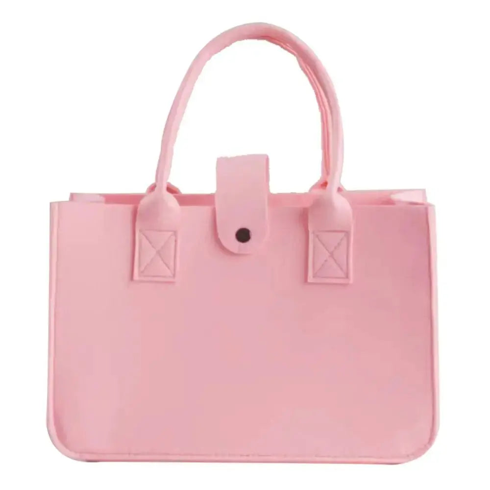 Pink top-handle handbag with two handles, solid-color tote bag