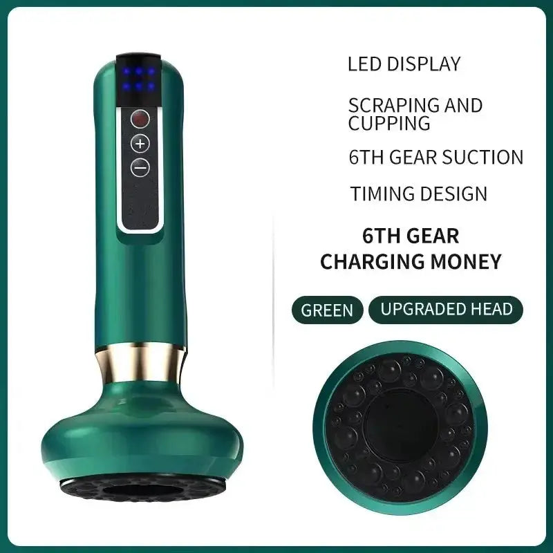 Simples Market green electric massager with LED display and round suction head (two-piece set)