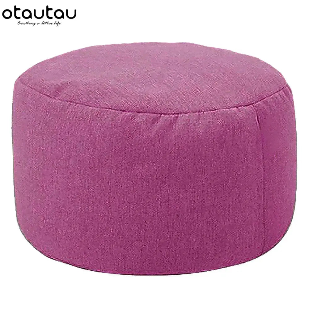 Bean bag pouf by OTAUTAU, pink linen fabric, round lounge cushion
