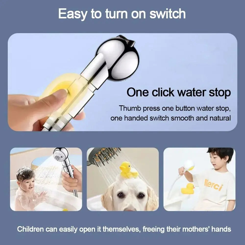 Shower head arm diverter, plastic, by Simples Market, with one-button water stop valve