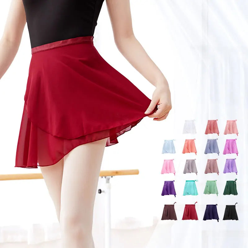 LunaDance Chiffon Wrap Ballet Skirt For Girls And Women Tie Up Tutu Dance Skirt In 19 Colors