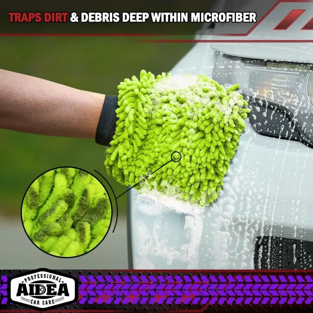 AutoShine Microfiber Car Wash Gloves Scratch Free And Lint Free Double Sided For Safe Vehicle Cleaning