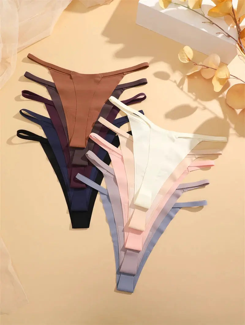 4-piece set seamless ultra-thin women's thong underwear by Simples Market, assorted colors