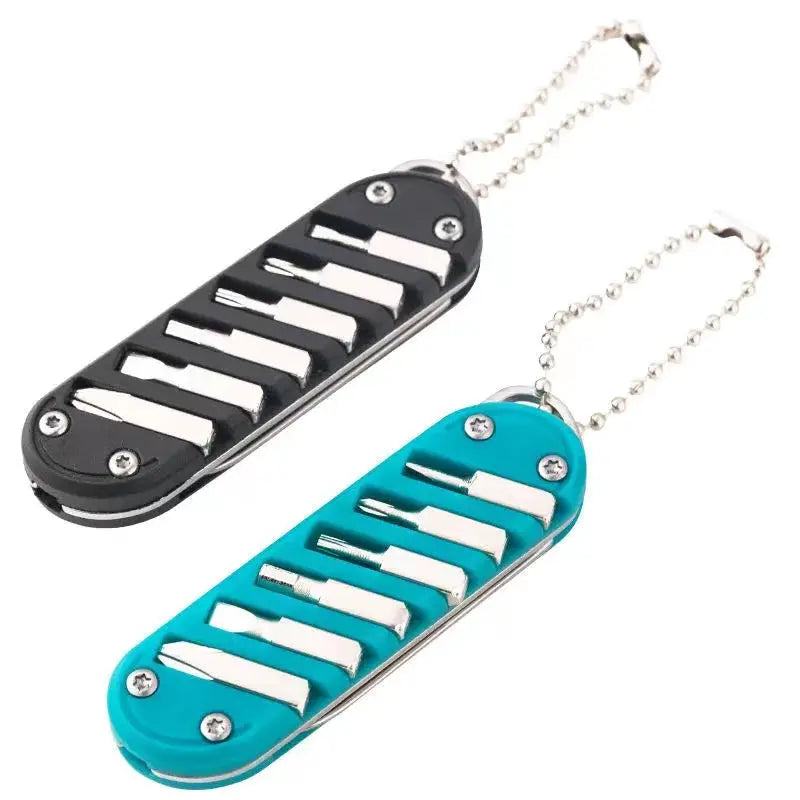 Multifunctional Outdoor Folding Knife With Screwdriver Bits Keychain Tool Stainless Steel Portable Pocket Knife