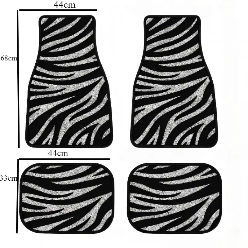 Leopard Print Car Floor Mats Set by Simples Market, all-weather universal size for front and rear seats, 4 mats