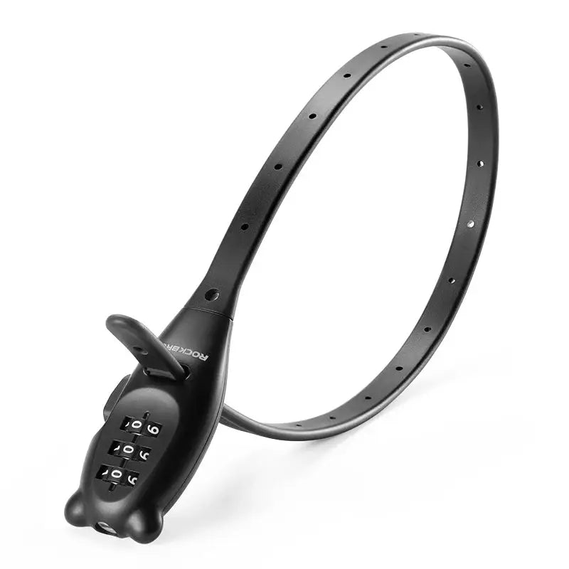 ROCKBROS bicycle lock with four-digit combination, black zinc-alloy housing and adjustable cable