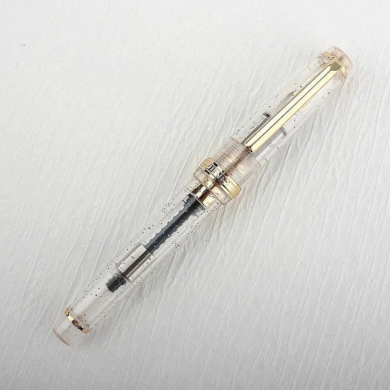 Jinhao 82 fountain pen, clear acrylic body with gold trim and converter by Simples Market