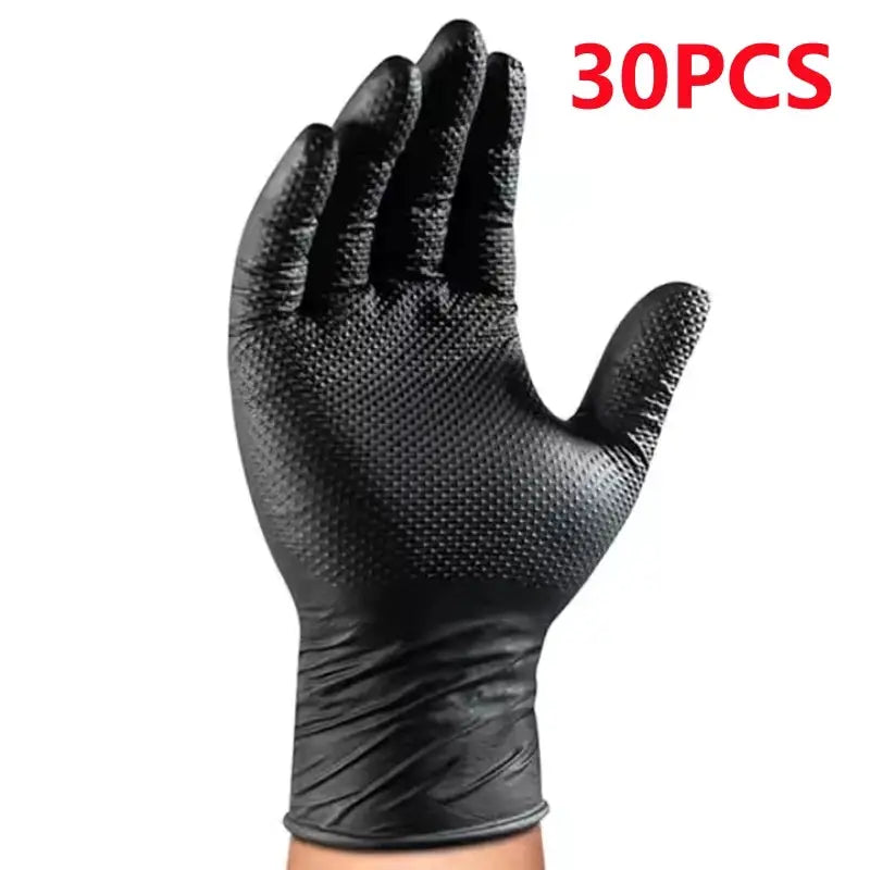 Industrial Black Nitrile Gloves 8 Mil Heavy Duty Diamond Textured Latex Free Disposable For Mechanics Auto Tattoo