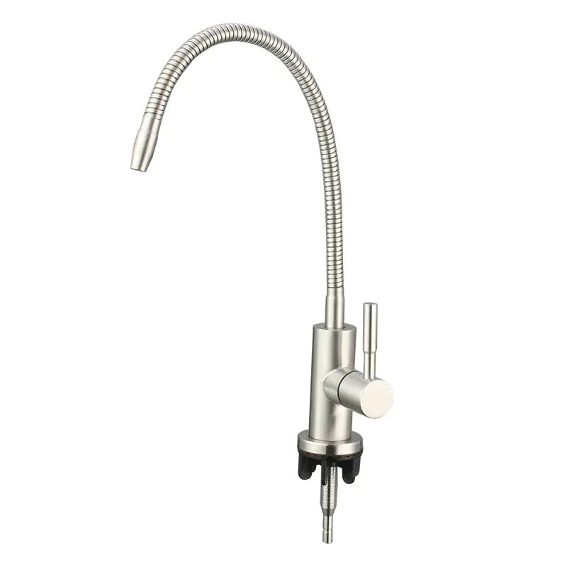 Gooseneck flexible kitchen faucet with spring coil, 304 stainless steel, single lever.