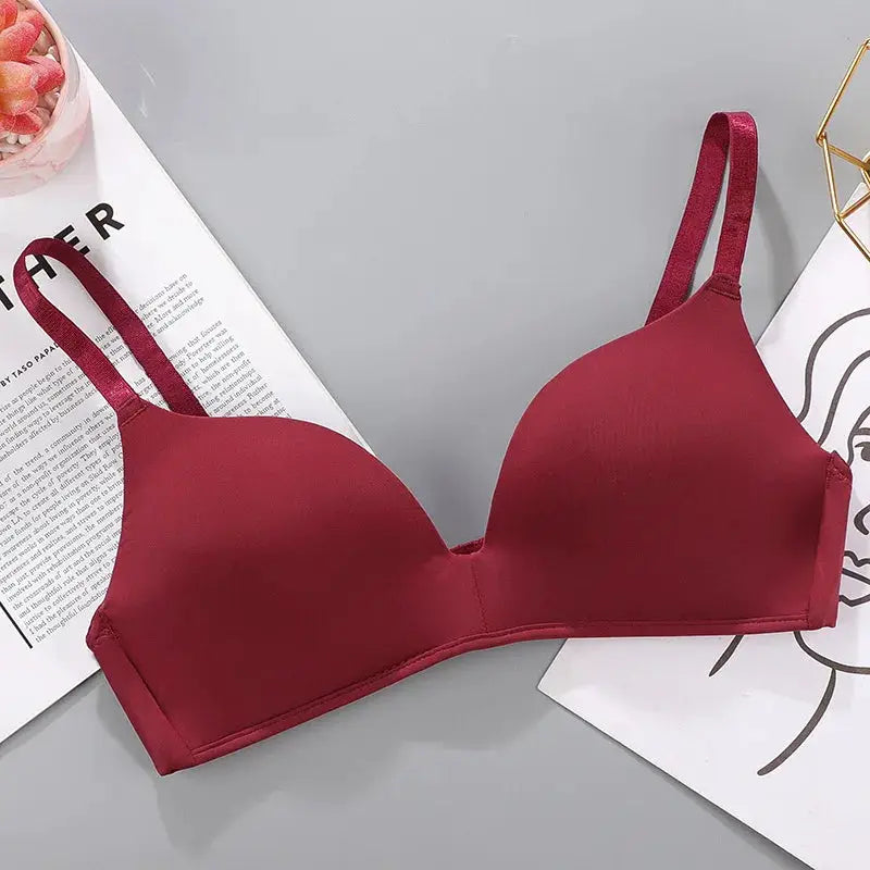 Simples Market women's red seamless wireless push-up bra