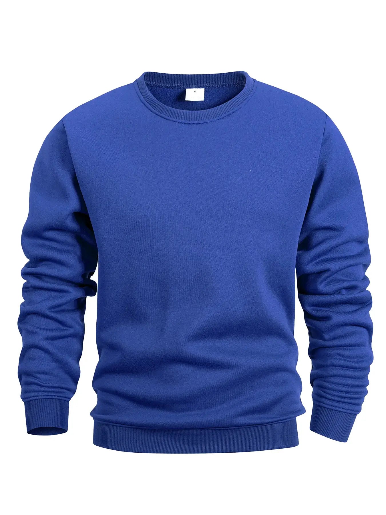 Mens Crew Neck Sweatshirt Solid Color Long Sleeve Pullover Hoodie For Spring Outdoor Casual Daily Sportswear