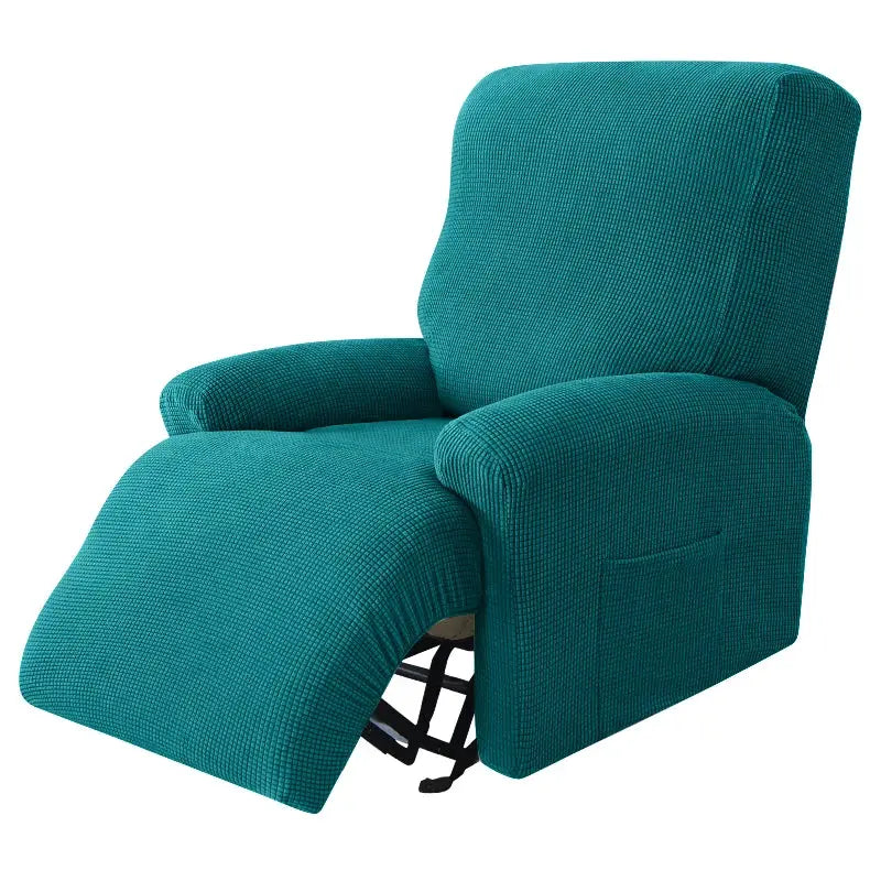 Teal recliner chair slipcover set, 4pcs, stretch spandex, non-slip fabric