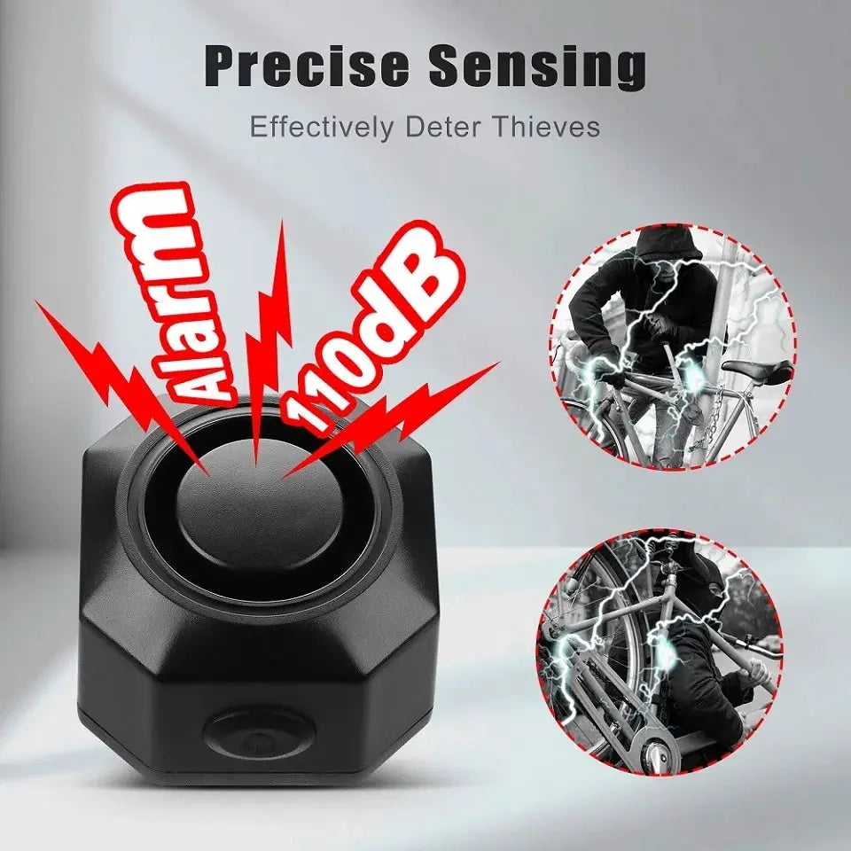 Hollarm wireless black bike vibration alarm by Simples Market, USB charging, 100dB anti-theft bicycle security detector