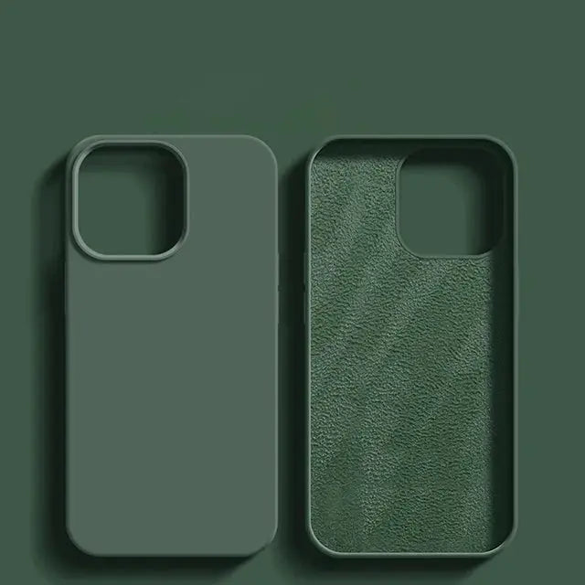 Green luxury shockproof iPhone liquid silicone cases (2-pack)