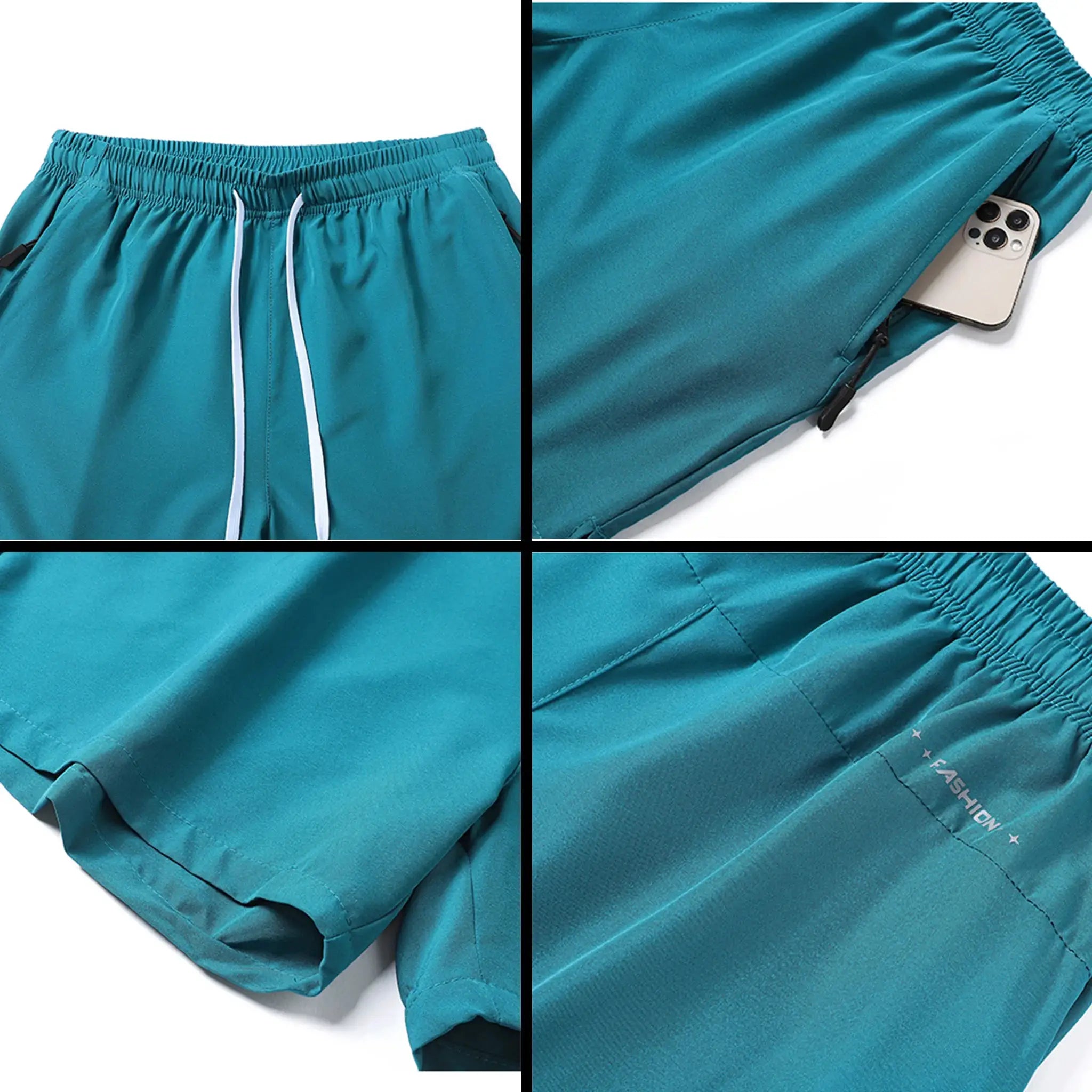 Men's Quick Dry Running Shorts With Drawstring And Zip Pockets For Athletic Workouts And Gym Sessions