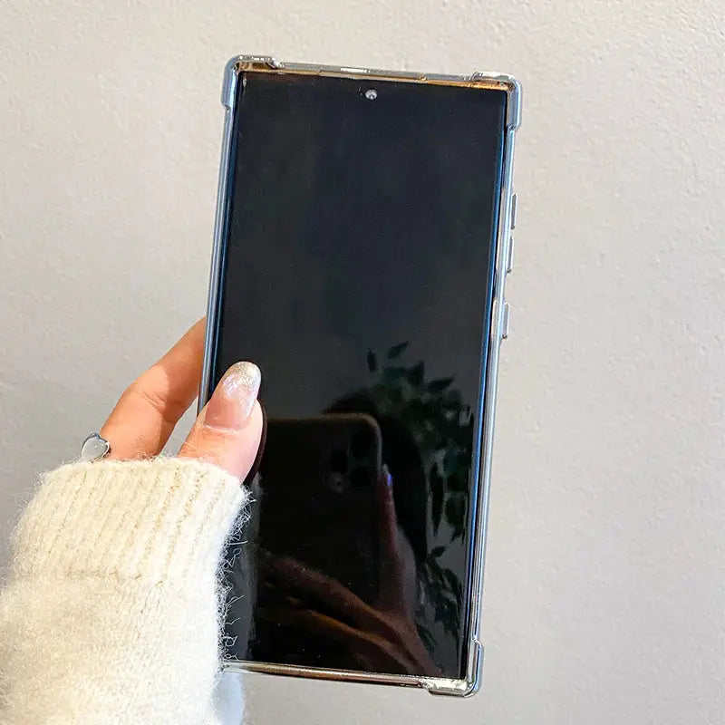 Luxury plating magnetic wireless charging case for Samsung Galaxy phones with metallic edge and clear lens protection