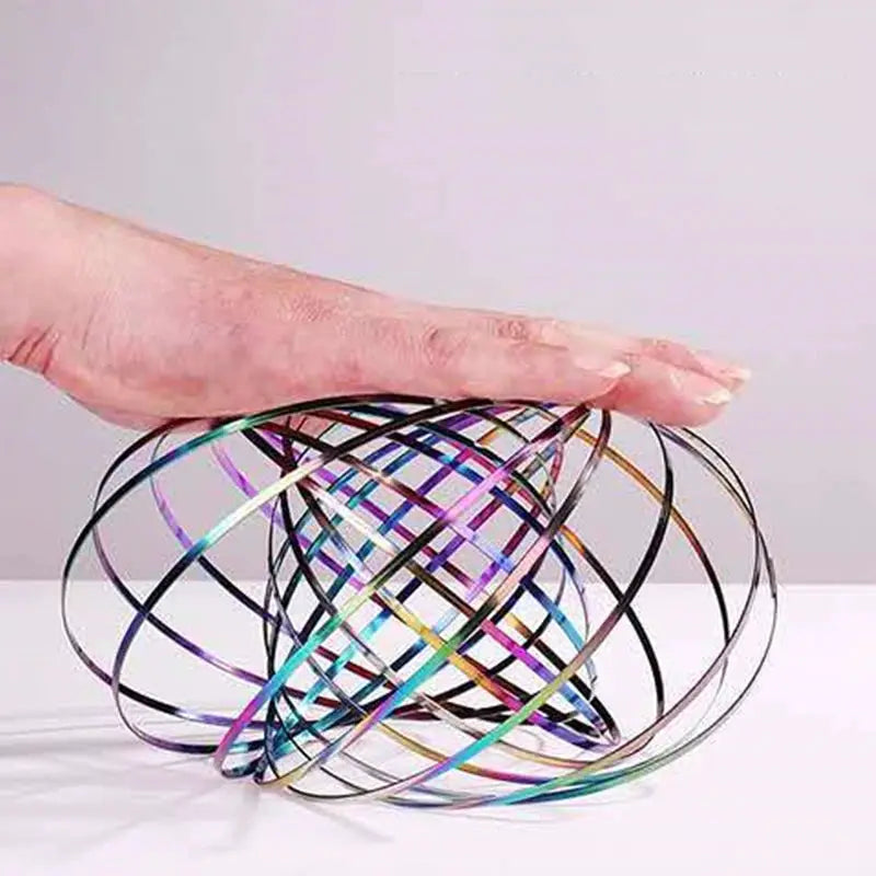 Decompression Magic Bracelet Flow Ring Anti Stress Kinetic Spring Stainless Steel 3D Shaped Sensory Color Rings