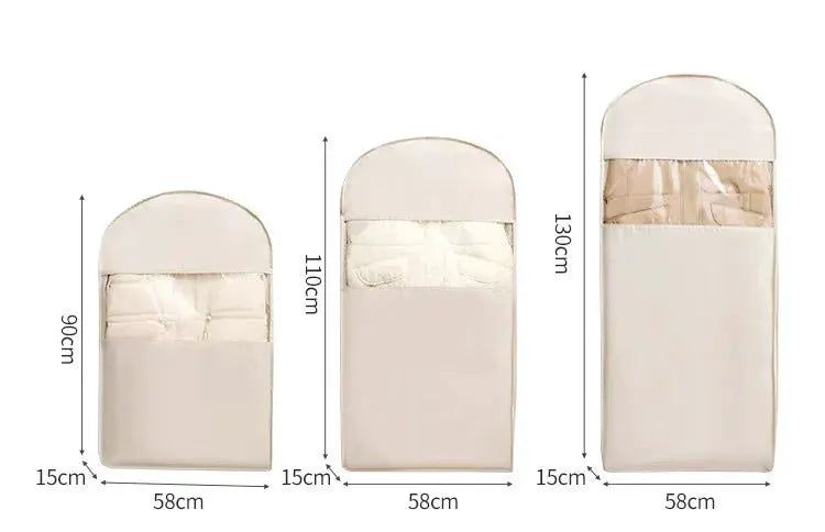 Clothing compression bags by Simples Market; beige, set of 3 in three sizes for wardrobe storage