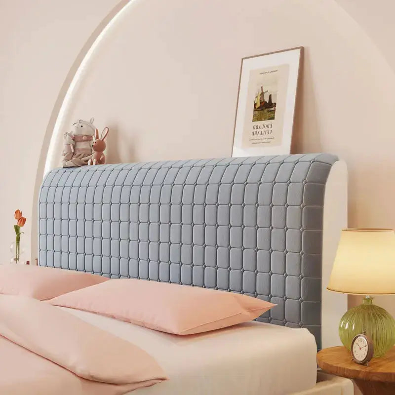 Headboard cover queen size by Simples Market, blue-gray stretch velvet dustproof slipcover for upholstered headboards.