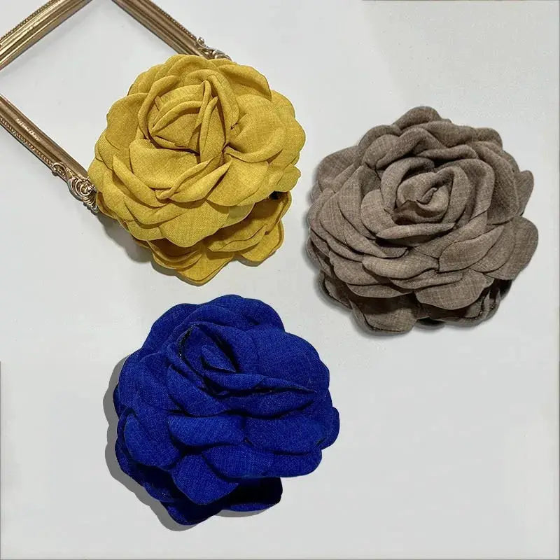 Maison Rose French Fabric Rose Hair Claw Clips Durable Plastic With Delicate Floral Pattern For Women And Girls