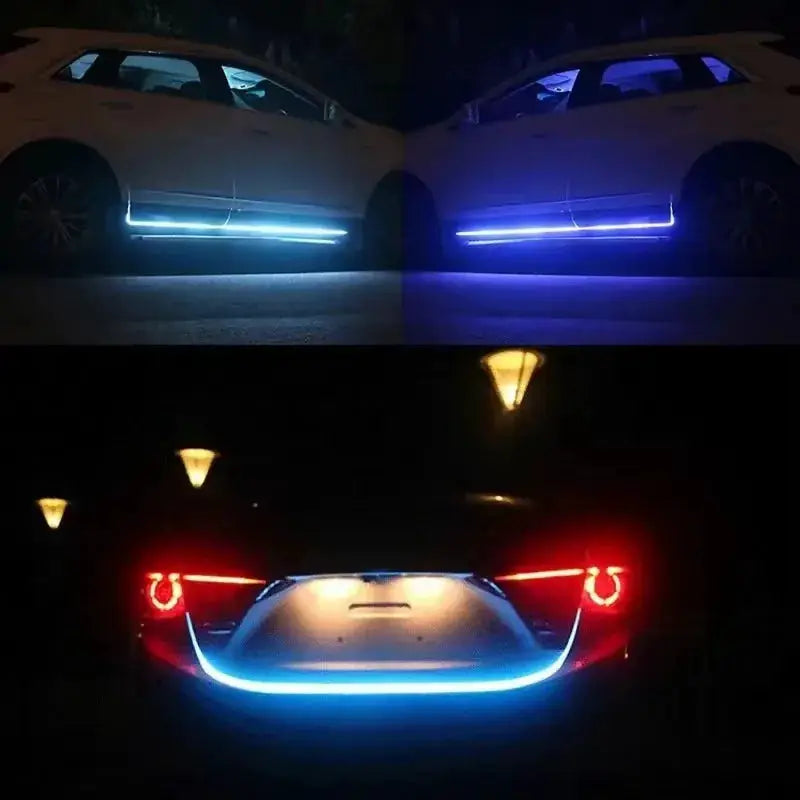 1pc Dynamic Meteor LED Car Hood Light Strip by Simples Market; blue glow, universal fit