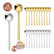10 Piece Stainless Steel Spoon Set For Coffee Dessert Teaspoons And Seasoning Spoons Ideal For Home Cafe Party Kitchen