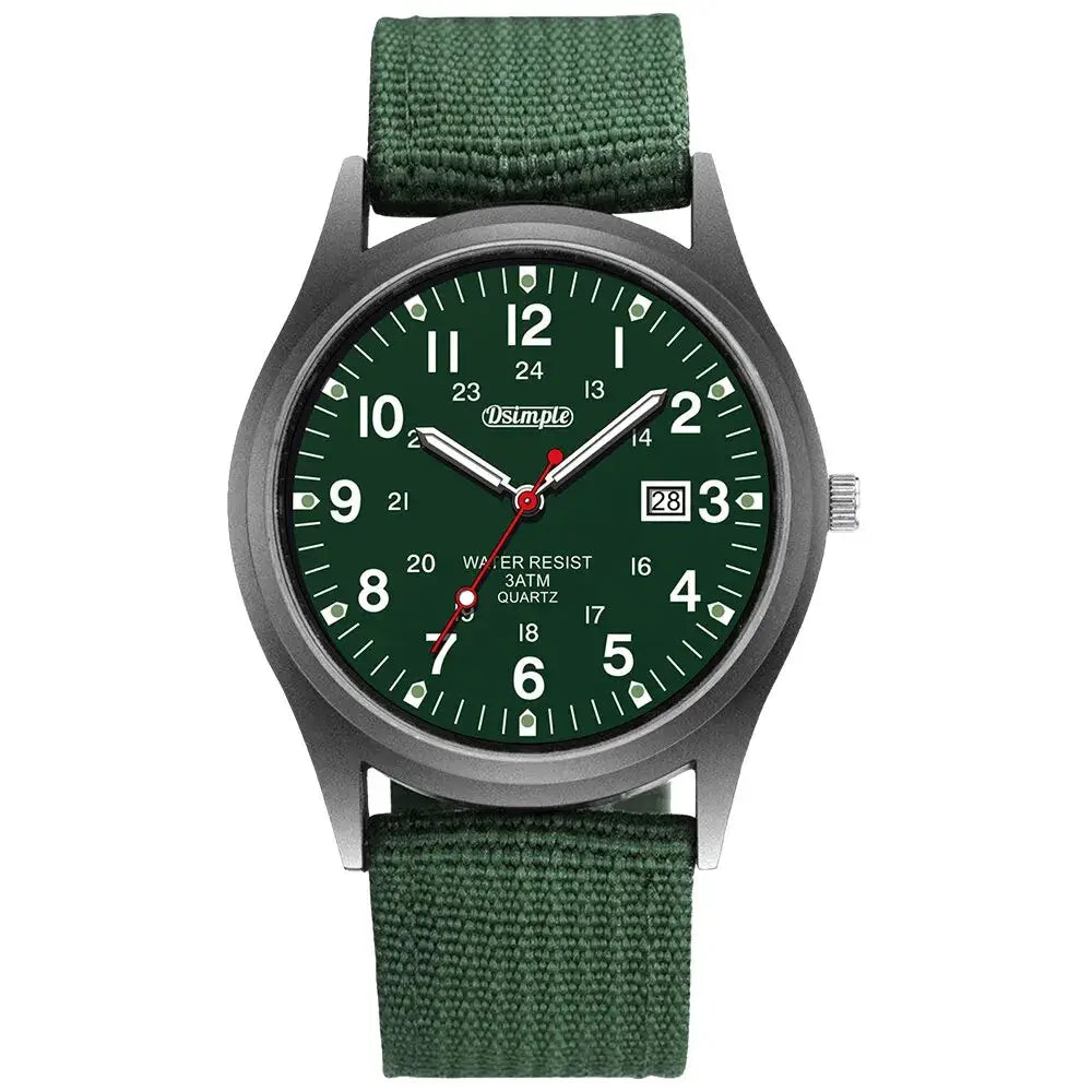 NovaForce Mens Military Style Quartz Wristwatch With Luminous Hands Full Calendar And Nylon Strap Casual Luxury