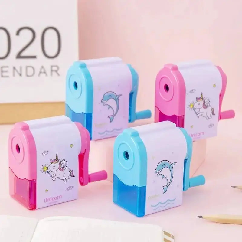 Simples Market mechanical pencil sharpeners set of 4, pastel pink and blue unicorn/dolphin designs
