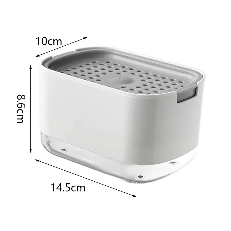Automatic Foam Soap Dispenser Box With Sponge Holder For Kitchen And Bathroom Press Style Detergent Container