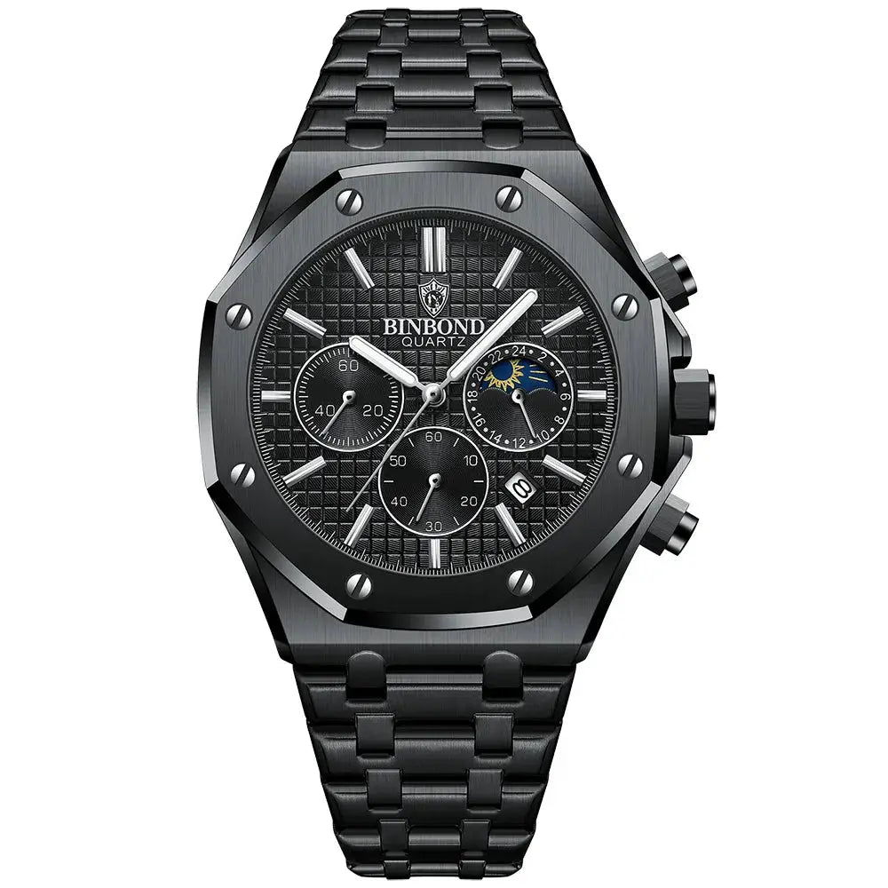 Mens Luxury Quartz Wristwatch With Stainless Steel Band Waterproof Luminous Hands Date For Professional Business Attire