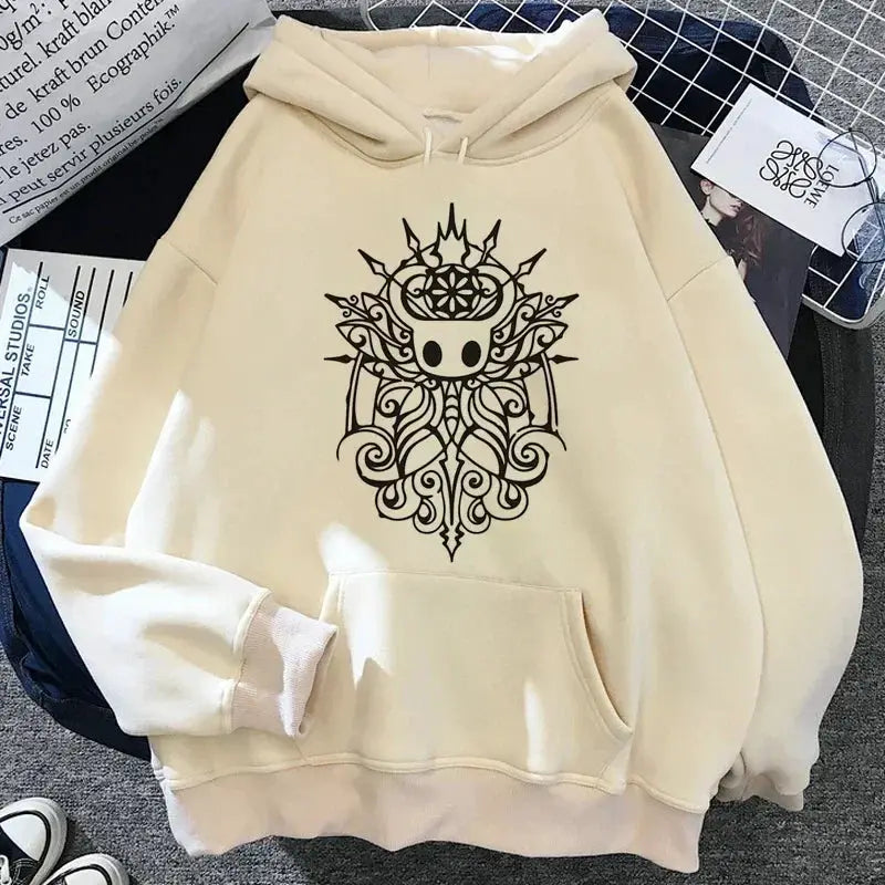 Hollow Knight Hoodie Grunge Y2K Aesthetic Cartoon Graphic Pullover For Autumn And Winter Wear