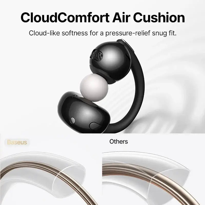 Baseus Bowie MC2 AIR clip-on TWS earbuds, black wireless earphones with neckband design