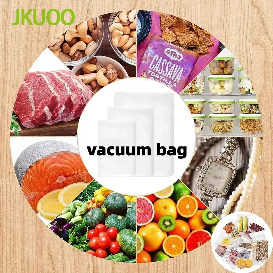 JKUOO Vacuum Sealer Bags And Rolls For Food Freezer Storage Durable Food Saver Compatible With Vacuum Sealer Machines