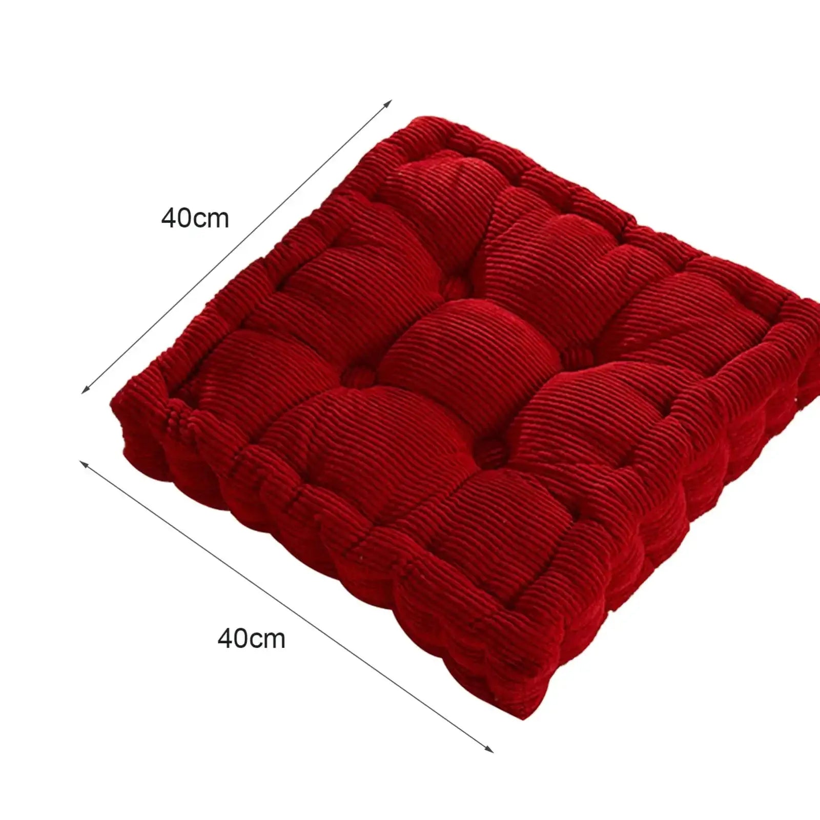 Simples Market thick red square textile cushion, 40x40cm, versatile floor or sofa pad.