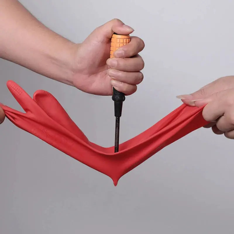 1 pair red silicone dishwashing gloves for kitchen cleaning, elastic