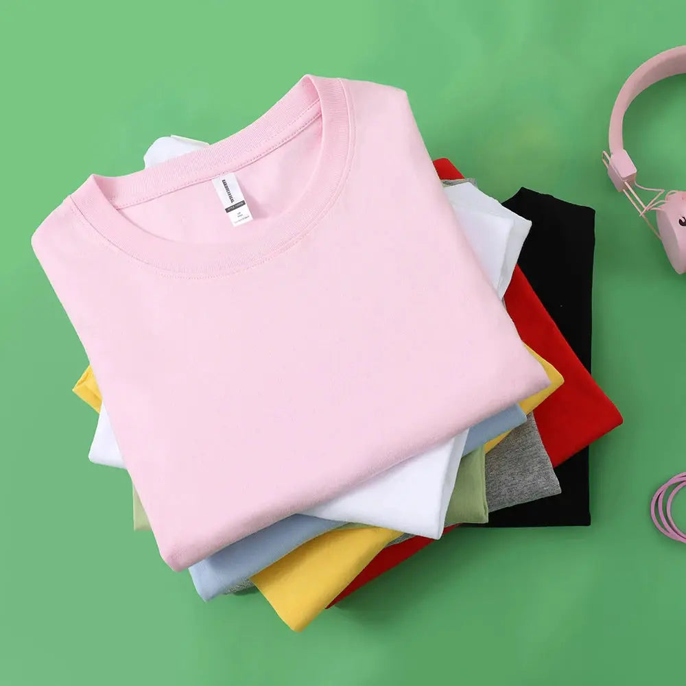 One Hundred Percent Cotton Solid T Shirts For Men And Women Short Sleeve Casual Wear Soft Tees