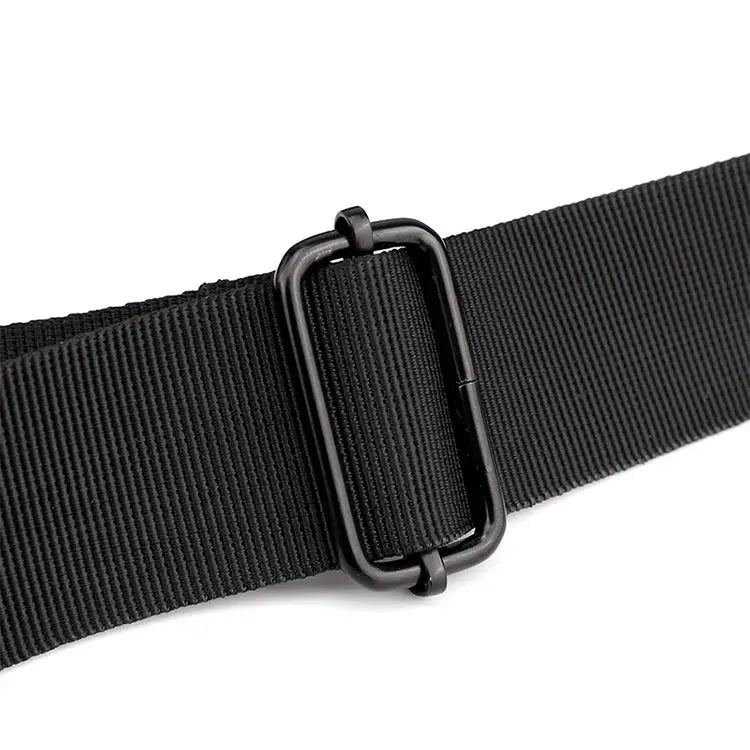 Men's crossbody bag strap, black nylon with adjustable metal buckle